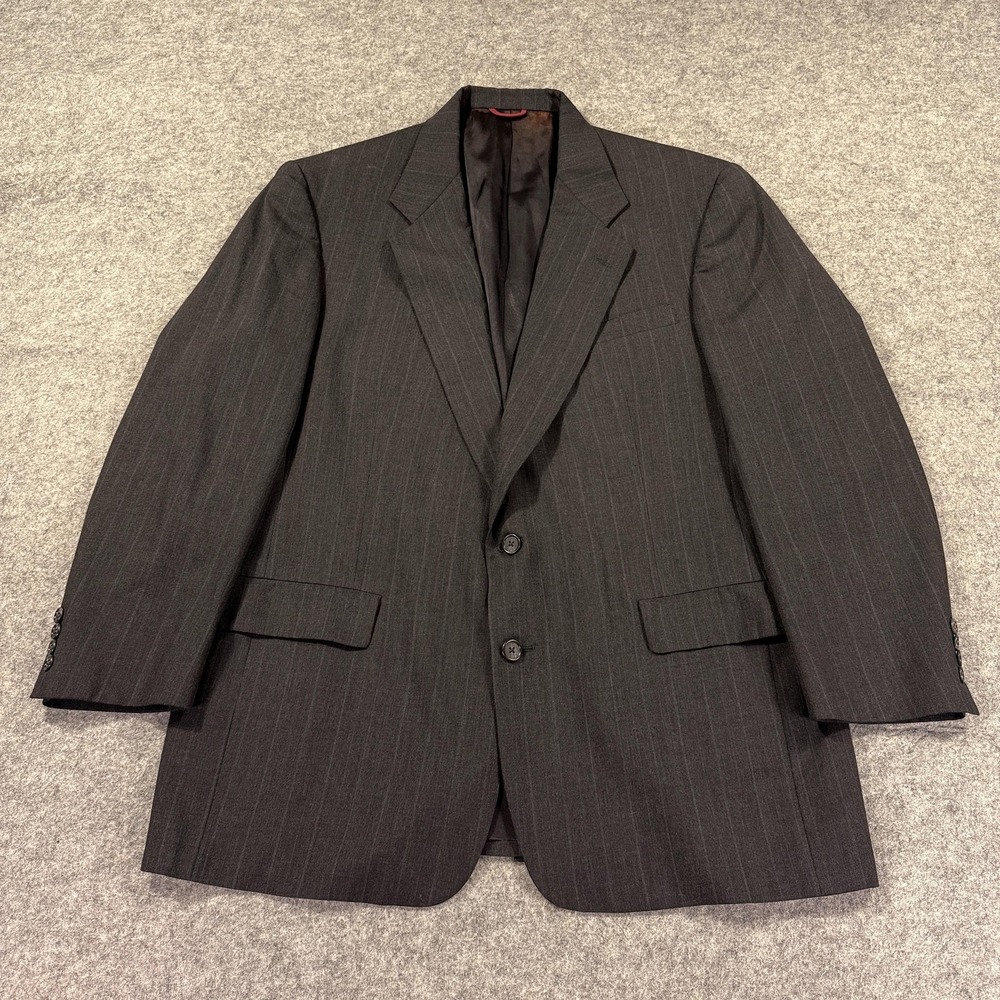 Hart Schaffner Marx Blazer Mens 44L Gray Pinstripe Wool Sport Coat‎ Jacket
